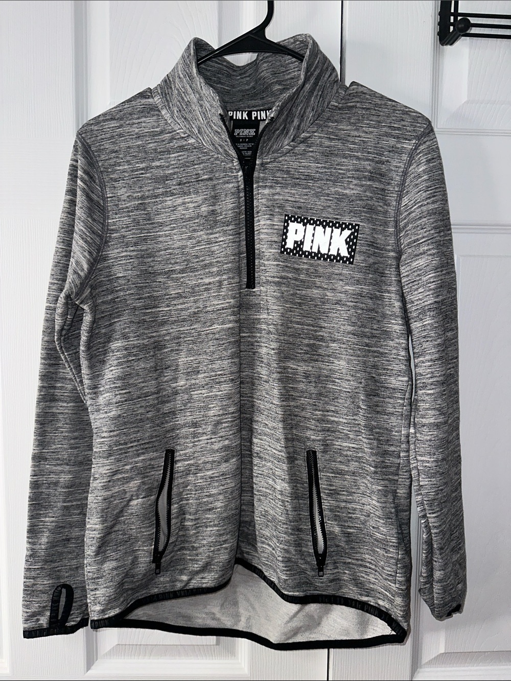 PINK Victoria's Secret Heather Gray Quarter-Zip Pullover
